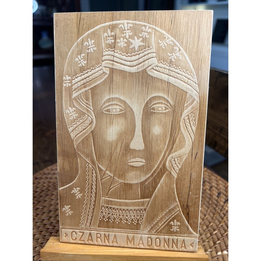 Vintage Wood Burned Polish Czarna ( Black) Madonna